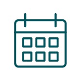 An icon of a calendar representing the date.