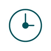 An icon of a clock representing the time.